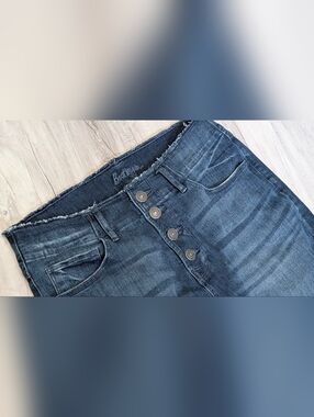 Bootlegger Skinny High Button Fly Frayed Denim Jeans 30x28